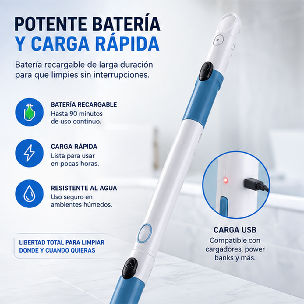 Cepillo de Limpieza Inalámbrico y Alargable