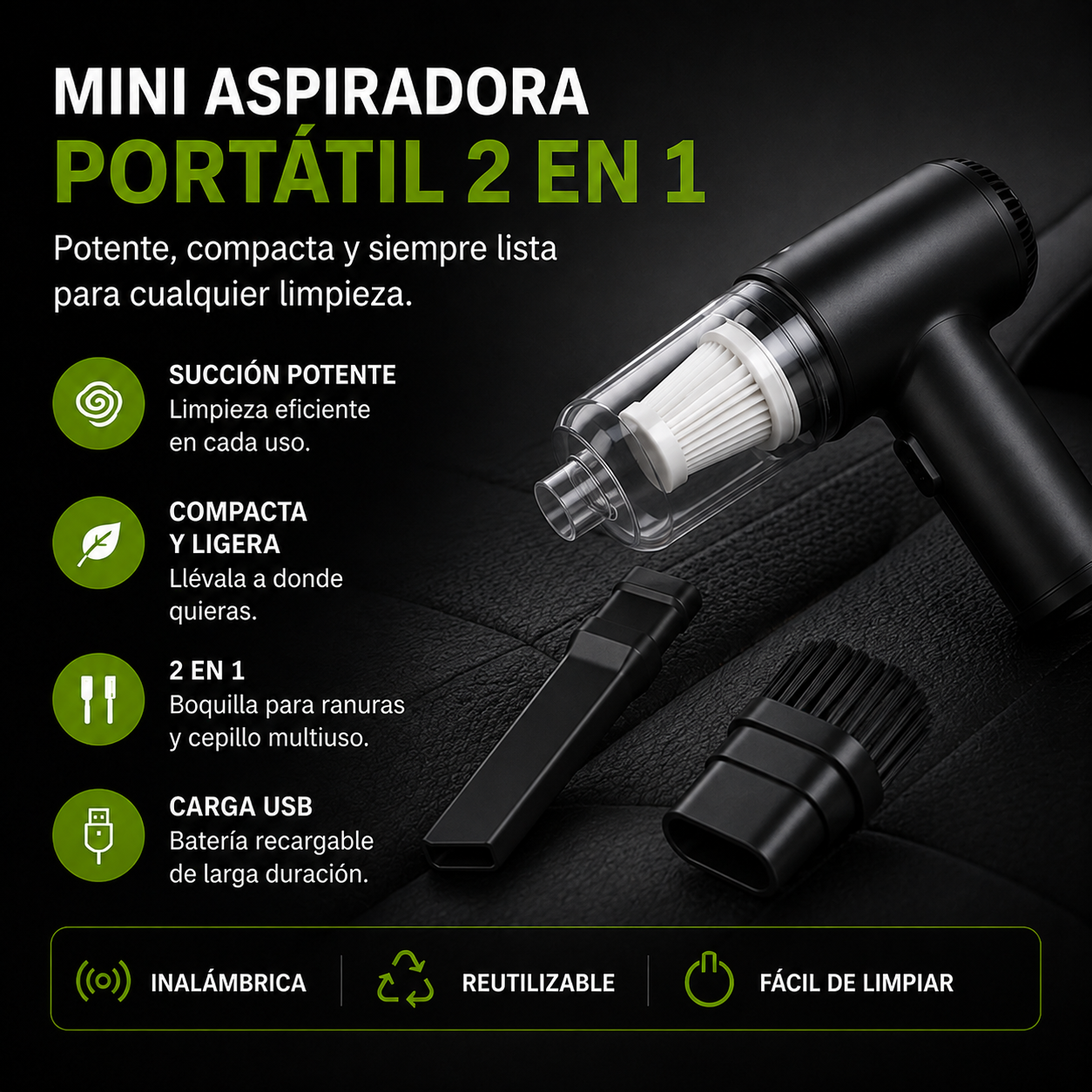 Mini Aspiradora Portátil 2 en 1