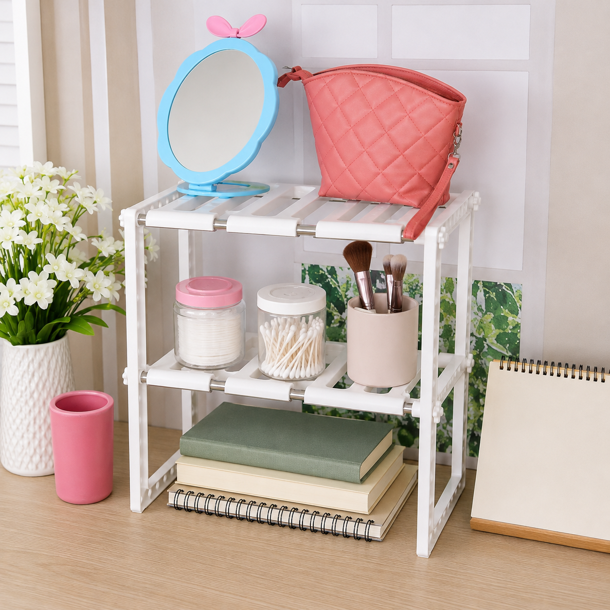 Organizador Doble Ajustable de Acero Inoxidable