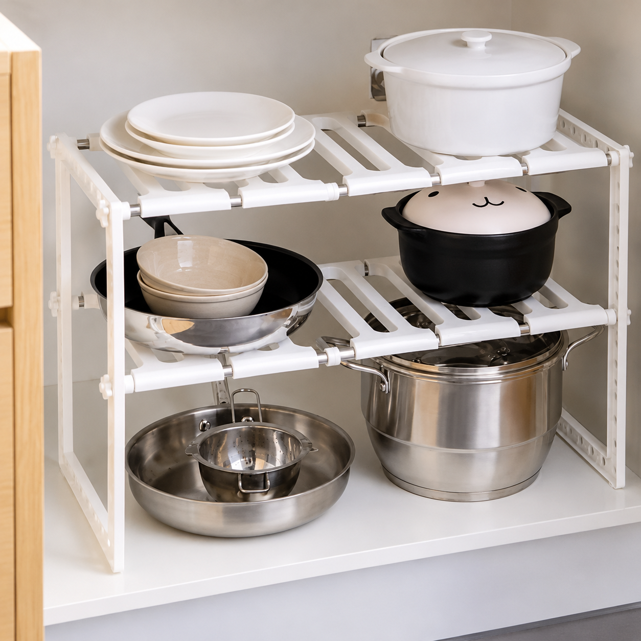 Organizador Doble Ajustable de Acero Inoxidable