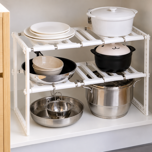 Organizador Doble Ajustable de Acero Inoxidable